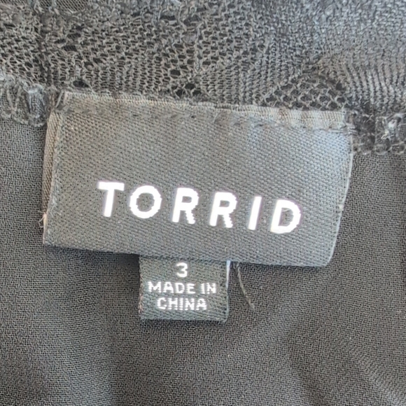 Torrid Lace Trim Kimono Robe Duster Lingerie Cover Up Black Dress 3        C483 - Picture 7 of 8